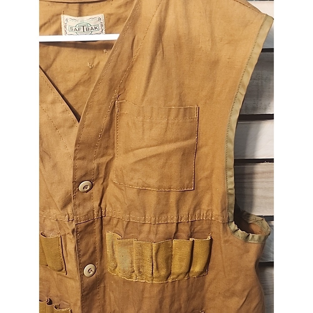 Vtg Saf-T-Bak Hunting Small Game Vest Canvas Game Pouch Men's M Vintage USA - Picture 4 of 10